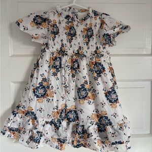 Janie and Jack Floral Dress in White and Navy